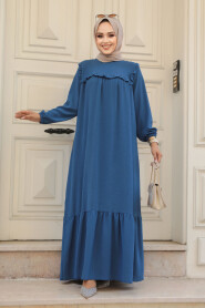İndigo Blue Hijab Dress 7681IM - 2