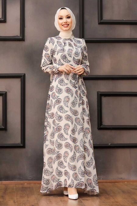 İndigo Blue Hijab Dress 81548IM - NEVA STYLE