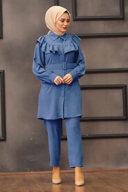 İndigo Blue Hijab Dual Suit Dress 14701IM - 1