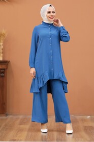 İndigo Blue Hijab Dual Suit Dress 2428IM - 1