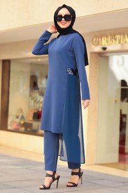 İndigo Blue Hijab Dual Suit Dress 5522IM - 2