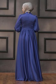  Luxorious İndigo Blue Hijab Evening Dress 21540IM - 6