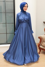  Long İndigo Blue Modest Prom Dress 3449IM - 2