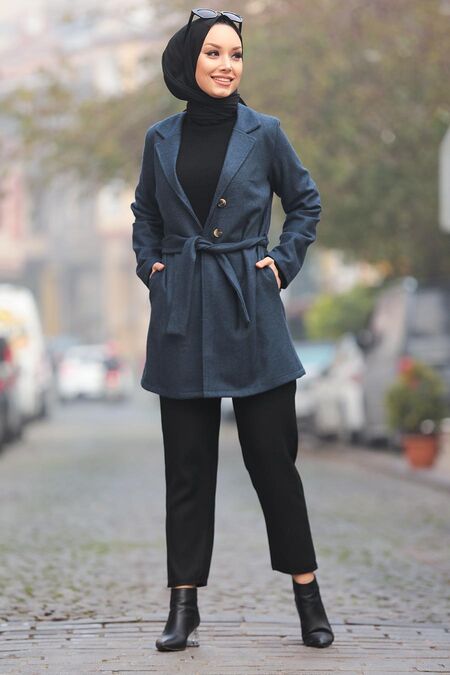 İndigo Blue Hijab Jacket 5602IM - NEVA STYLE