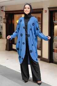 İndigo Blue Hijab Kimono 6427IM - 1