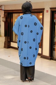 İndigo Blue Hijab Kimono 6427IM - 2