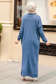 İndigo Blue Hijab Knitwear Cardigan 33690IM - 3