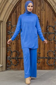 İndigo Blue Hijab Knitwear Dual Suit 40782IM - 2