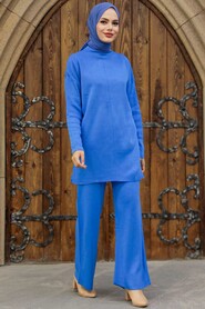 İndigo Blue Hijab Knitwear Dual Suit 40782IM - 1