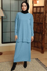 İndigo Blue Hijab Knitwear Suit Dress 34021IM - NEVA STYLE