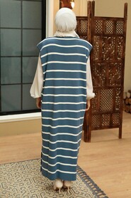 İndigo Blue Hijab Knitwear Vest 3396IM - 2