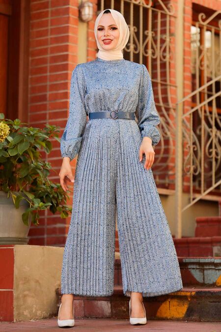 İndigo Blue Hijab Overalls 2218IM - NEVA STYLE