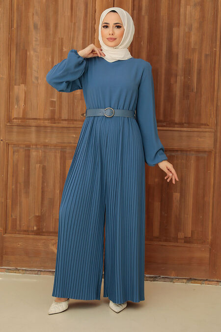 İndigo Blue Hijab Overalls 33840IM - NEVA STYLE