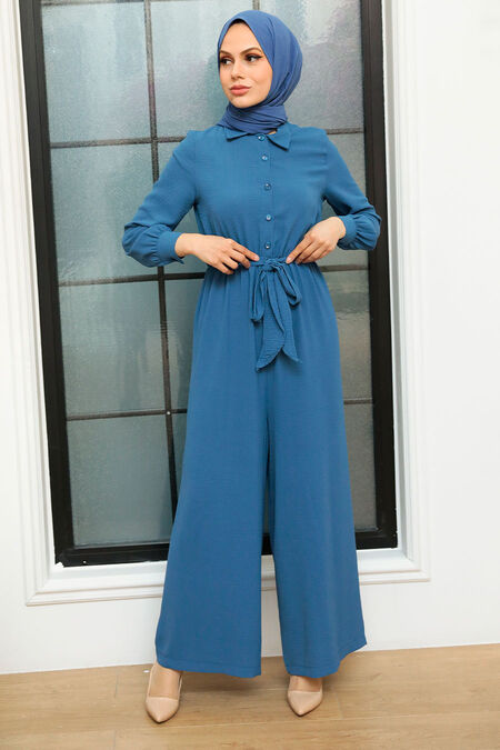 İndigo Blue Hijab Overalls 5703IM - NEVA STYLE