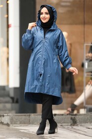 İndigo Blue Hijab Raincoat 12840IM - 1