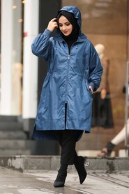 İndigo Blue Hijab Raincoat 12840IM - 2