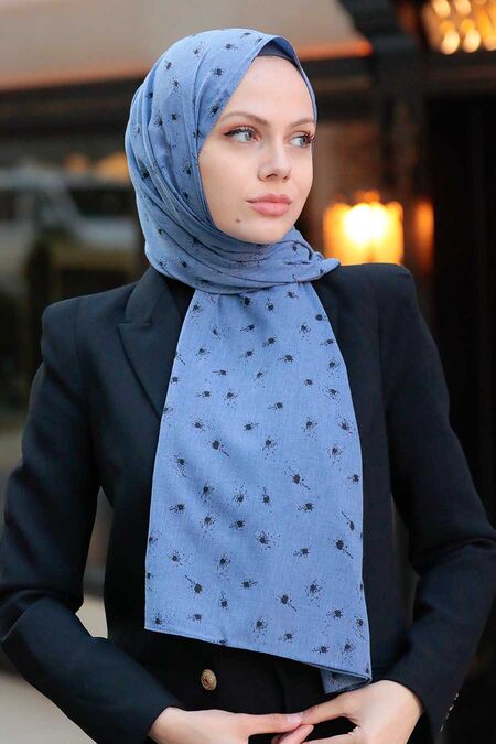 İndigo Blue Hijab Shawl 5096IM - NEVA STYLE