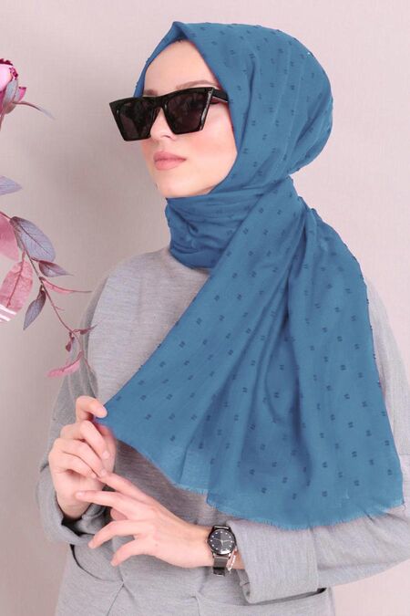 İndigo Blue Hijab Shawl 7470IM - NEVA STYLE