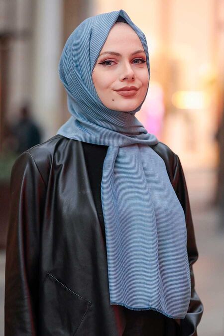 İndigo Blue Hijab Shawl 7547IM - NEVA STYLE