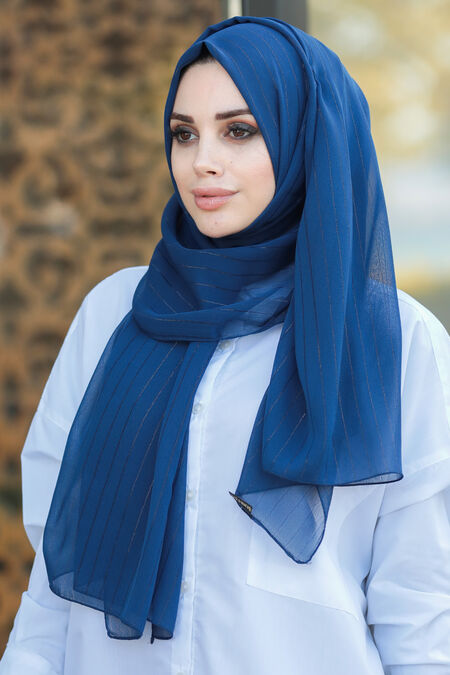 İndigo Blue Hijab Shawl 7549IM - NEVA STYLE