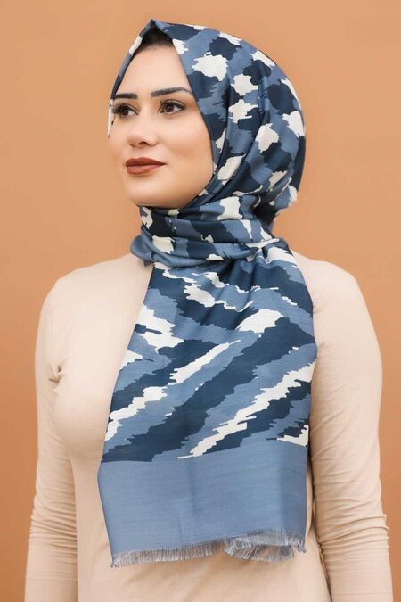 İndigo Blue Hijab Shawl 7567IM - NEVA STYLE