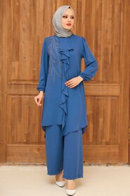 İndigo Blue Hijab Suit Dress 12510IM - 1