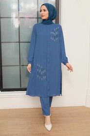 İndigo Blue Hijab Suit Dress 13090IM - 1