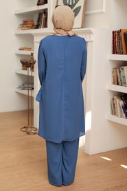 İndigo Blue Hijab Suit Dress 13101IM - 3