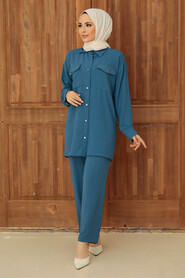 İndigo Blue Hijab Suit Dress 16041IM - 1