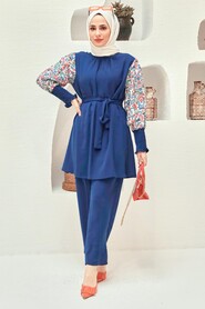 İndigo Blue Hijab Suit Dress 229012IM - 1