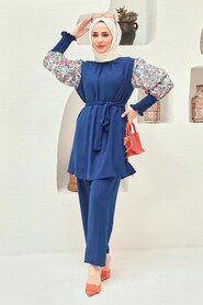 İndigo Blue Hijab Suit Dress 229012IM - 2