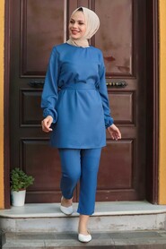 İndigo Blue Hijab Suit Dress 26660IM - 1