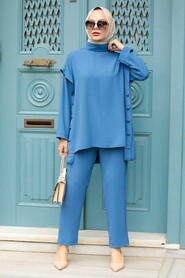 İndigo Blue Hijab Suit Dress 51830IM - 2