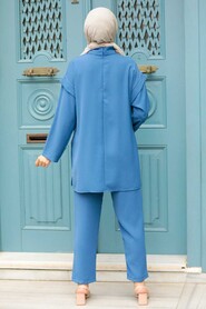 İndigo Blue Hijab Suit Dress 51830IM - 3