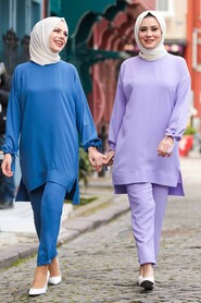 İndigo Blue Hijab Suit Dress 5617IM - 2