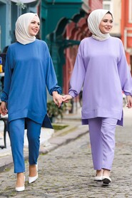 İndigo Blue Hijab Suit Dress 5617IM - 3