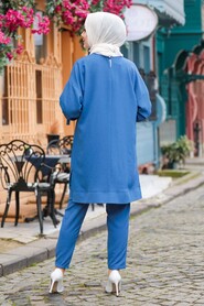 İndigo Blue Hijab Suit Dress 5617IM - 4