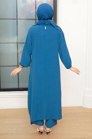 İndigo Blue Hijab Suit Dress 7686IM - 2