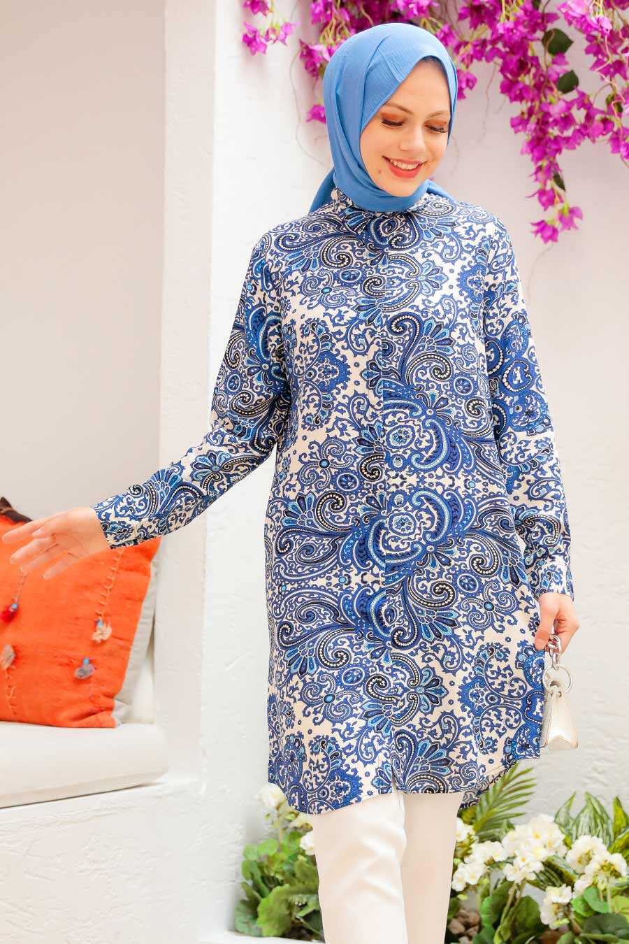 İndigo Blue Hijab Tunic 11524IM - Neva-style.com