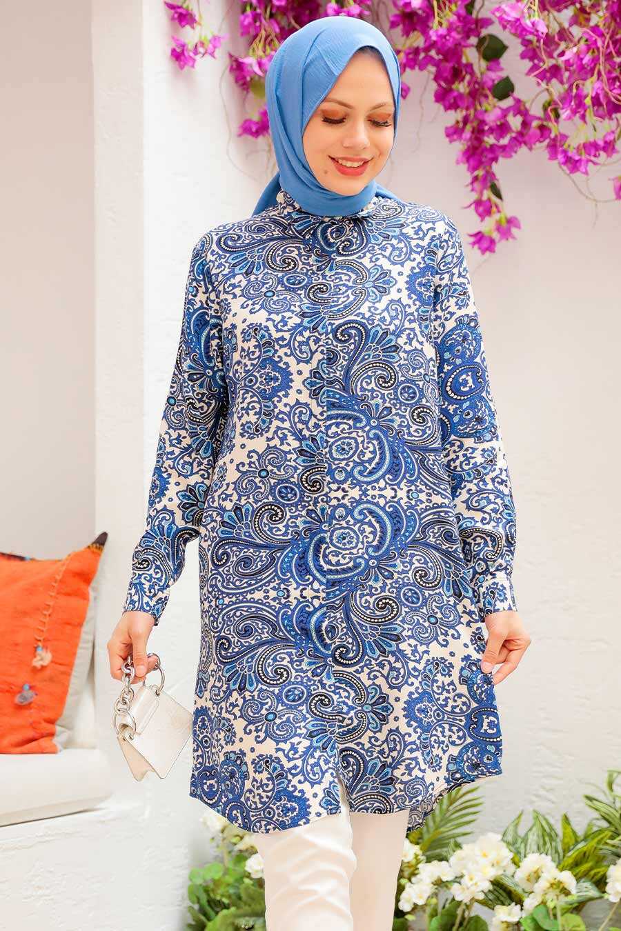 İndigo Blue Hijab Tunic 11524IM - Neva-style.com