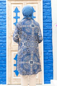 İndigo Blue Hijab Tunic 11524IM - 3