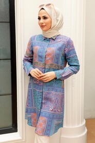 İndigo Blue Hijab Tunic 11561IM - 3