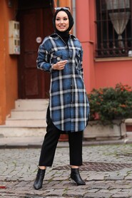 İndigo Blue Hijab Tunic 55794IM - 1