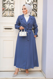 İndigo Blue Modest Coat 59931IM - 1