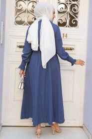 İndigo Blue Modest Coat 59931IM - 3