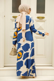 İndigo Blue Modest Long Dress 35201IM - 5