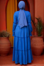 İndigo Blue Modest Long Dress 4421IM - 5