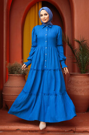 İndigo Blue Modest Long Dress 4421IM - 3