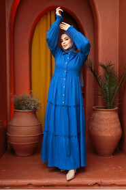 İndigo Blue Modest Long Dress 4421IM - 4