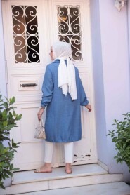 İndigo Blue Modest Plus Size Tunic 70881IM - 4